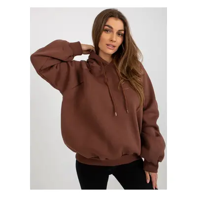 Tmavě hnědá basic oversized mikina s kapucí JEDNA VELIKOST