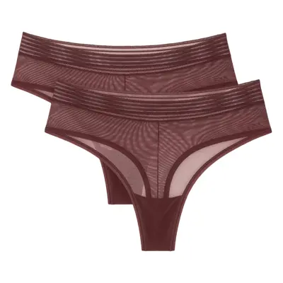 Dámské kalhotky Tempting Sheer Highwaist String 2P - Decadent Chocolate - hnědé 7572 - TRIUMPH B