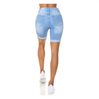 Sexy Highwaist použitý vzhled džíny šortky denimblue 34