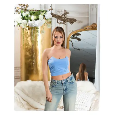 Sexy Bandeau crop top Corset Look barva babyblue