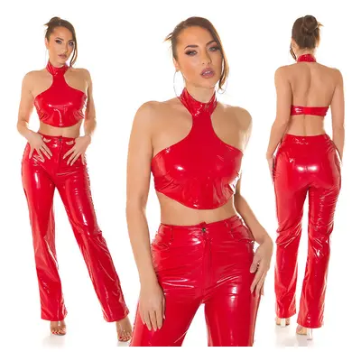 Sexy top Koucla Latexlook Neck Crop Top red