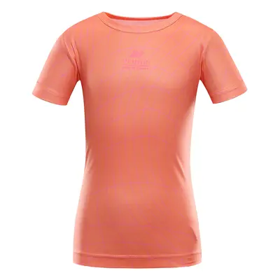 Dětské rychleschnoucí triko ALPINE PRO BASIKO neon shocking orange varianta pa 152-158