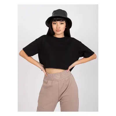 Krátké černé tričko crop top (7541) odstíny černé