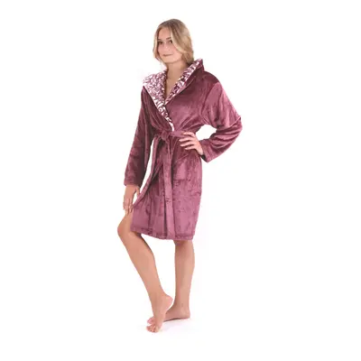 Dámský župan Flora s kapucí 4856 krátký mauve wine - Vestis S