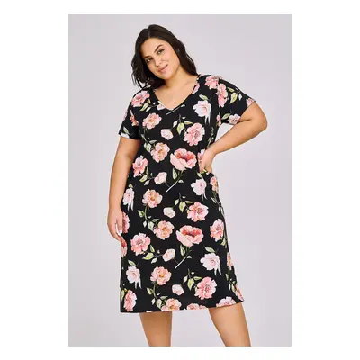 Dámská noční košile Taro Peony 3160 kr/r 2XL L24 black-flowers