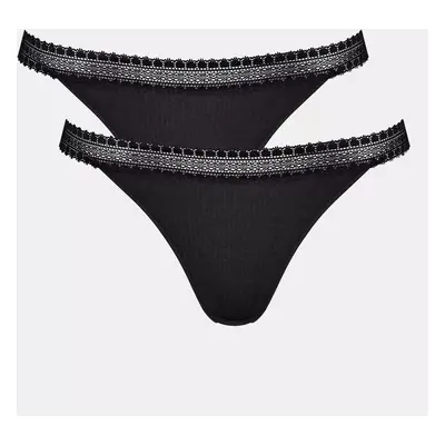 Dámská tanga GO Ribbed R Tanga C2P - BLACK - černé 0004 - SLOGGI BLACK