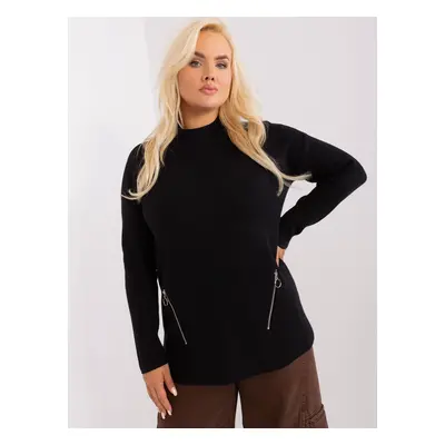 Černý dámský svetr plus size s viskózou XL