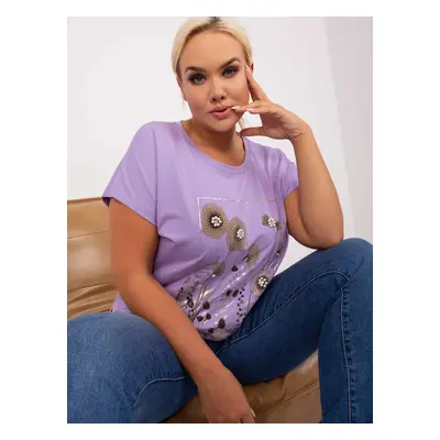 Světle fialová halenka plus size s aplikacemi JEDNA VELIKOST