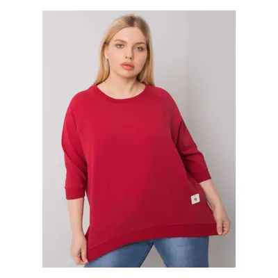 Bavlněná plus size mikina 6872 - FPrice claret