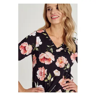 Dámská noční košile 3134 PEONY S-XL černá