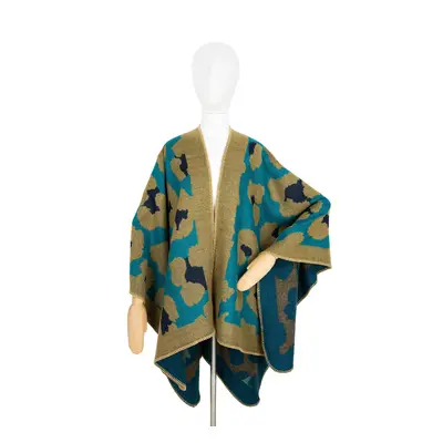 Art Of Polo Poncho sz23446-2 Teal/Mustard