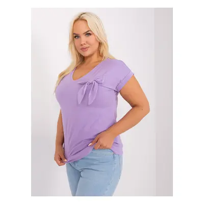 Fialová halenka plus size s krátkým rukávem JEDNA VELIKOST