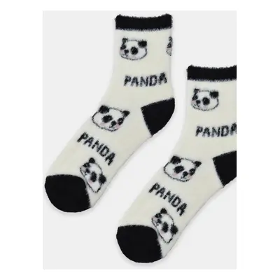 Dámské nadýchané ponožky PANDA SB093 ECRU