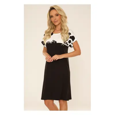 Dámská noční košile De Lafense 742 Elle kr/r 3XL-4XL ecri-black