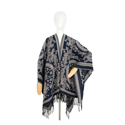 Art Of Polo Poncho sz23448-2 Light Grey/Navy Blue