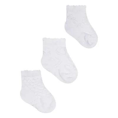 Yoclub Dívčí žakárové ponožky 3-pack SKL-0006G-0100 White