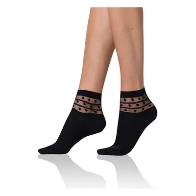 Dámské ponožky s ozdobným lemem TRENDY COTTON SOCKS - BELLINDA - černá