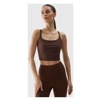 Dámský crop top na jógu z recyklovaných materiálů 4F - hnědý