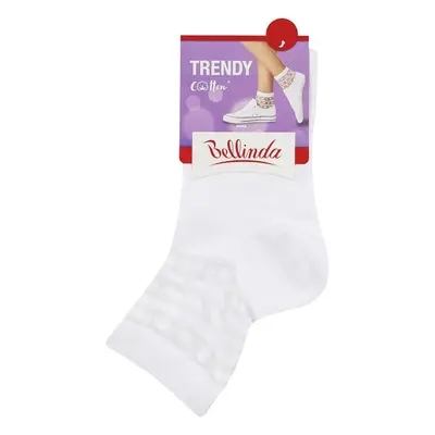 Dámské ponožky s ozdobným lemem TRENDY COTTON SOCKS - BELLINDA - bílá