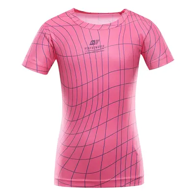 Dětské rychleschnoucí triko ALPINE PRO BASIKO neon knockout pink varianta pa 152-158