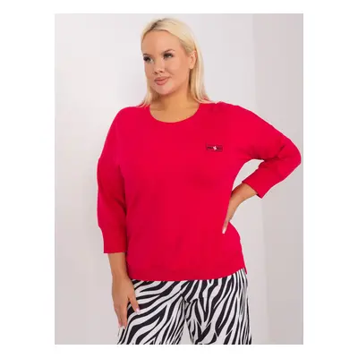 Červená halenka plus size s rozparky JEDNA VELIKOST