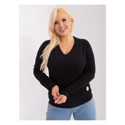 Černá dámská halenka plus size s výstřihem JEDNA VELIKOST