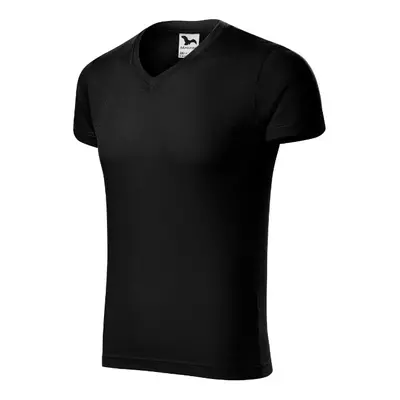 Slim Fit V-neck tričko pánské černá