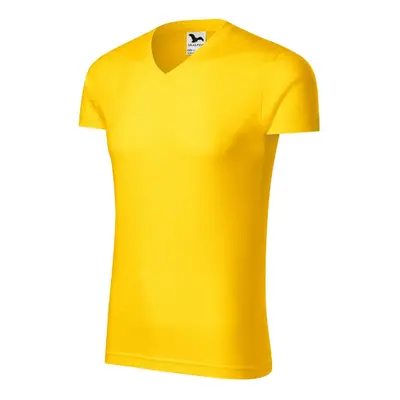 Slim Fit V-neck tričko pánské žlutá