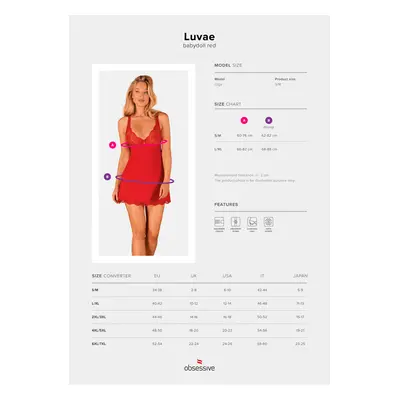 Krásná košilka Luvae babydoll red - Obsessive červená