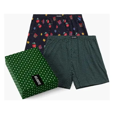 2-PACK Pánské boxerky ATLANTIC s vánočním motivem + dárková krabička