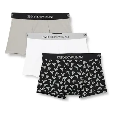 Pánské boxerky 111625 4R722 18111 šedé/bíle/potisk - Emporio Armani