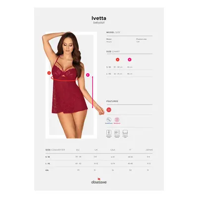 Dokonalá košilka Ivetta babydoll - Obsessive bordó