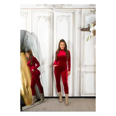 Sexy Koucla "Kylie Style "SamtLook Jumpsuit m.Strass BORDEAUX