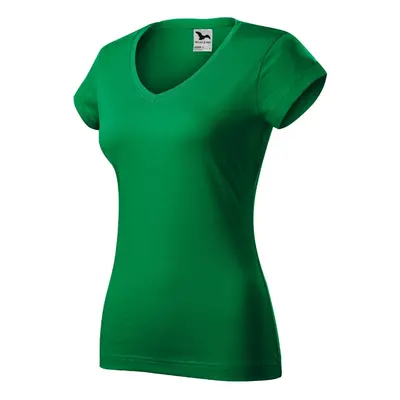 Fit V-neck tričko dámské středně zelená