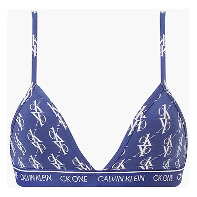 Trojúhelníková bralette logem QF5953 - X00 - Modrá bílým logem - Calvin Klein modrá/bílá