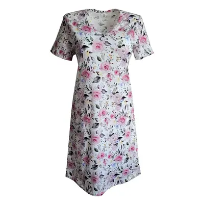 Dámská noční košile Betina 1155 kr/r S-2XL ecru-flowers