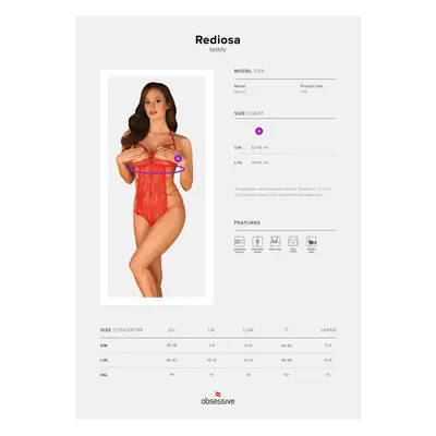 Koketní body Rediosa teddy - Obsessive červená