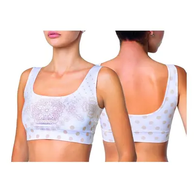 Dámský Crop Top Meméme Polka Dot Chamomile Bílá