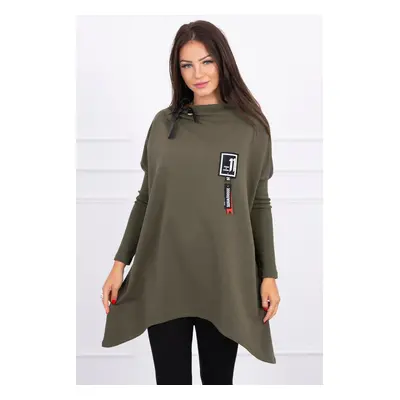 Oversize mikina s asymetrickými stranami khaki