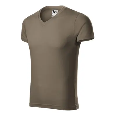 Slim Fit V-neck tričko pánské army