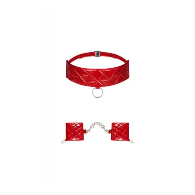 Pikantní sada Hunteria cuffs & choker - Obsessive červená