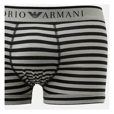 Pánské boxerky 2Pack 111210 4R542 černé/proužek - Emporio Armani