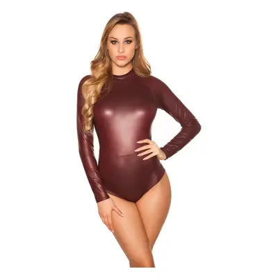 Sexy KouCla Wetlook Body Longsleeve barva BORDEAUX