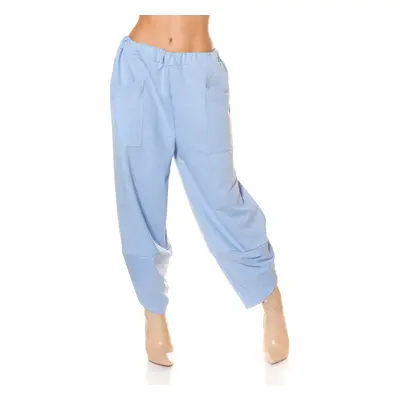 Sexy kalhoty Koucla Highwaist Pants "volného střihu" s kapsami babyblue Einheitsgroesse