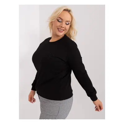 Černá dámská halenka plus size s dlouhým rukávem JEDNA VELIKOST