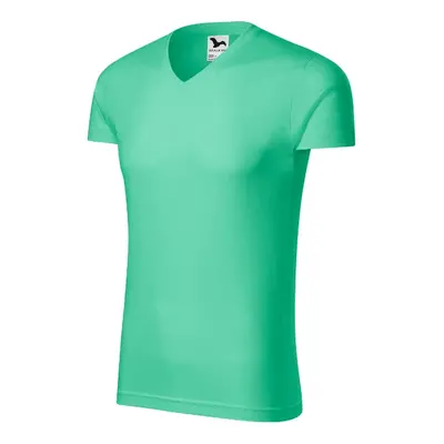 Slim Fit V-neck tričko pánské mátová