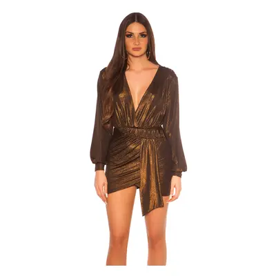 Sexy KouCla Party Mini šaty dlouhým rukávem wrap look BRONZE