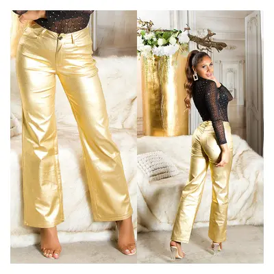 Sexy kalhoty Musthave vysokým pasem Bootcut GOLD