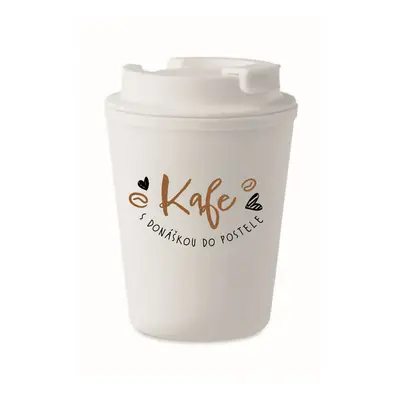 KAFE S DONÁŠKOU DO POSTELE - bílý termohrnek 300 ml