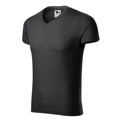 Slim Fit V-neck tričko pánské ebony gray